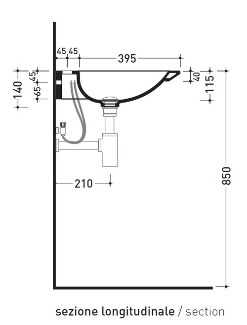 Immagine di Flaminia NUDAFLAT 120 consolle sospesa 120 cm, senza troppopieno, colore bianco finitura lucido ND120L