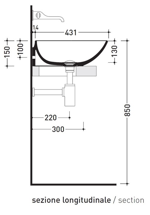 Immagine di Flaminia NUDASLIM lavabo 76 cm da appoggio o sospeso, senza troppopieno, colore bianco finitura lucido ND75L