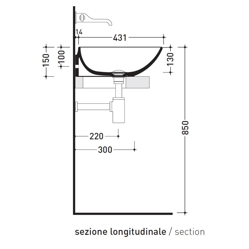 Immagine di Flaminia NUDASLIM lavabo 76 cm da appoggio o sospeso, senza troppopieno, colore bianco finitura lucido ND75L