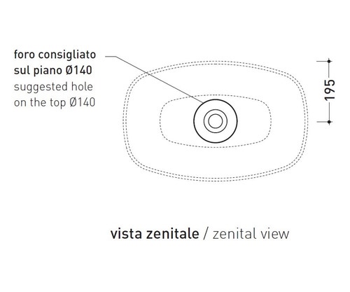 Immagine di Flaminia NUDASLIM lavabo L.60 cm da appoggio, senza troppopieno, colore bianco finitura lucido ND60A
