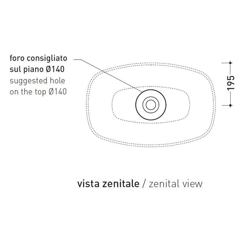 Immagine di Flaminia NUDASLIM lavabo L.60 cm da appoggio, senza troppopieno, colore bianco finitura lucido ND60A