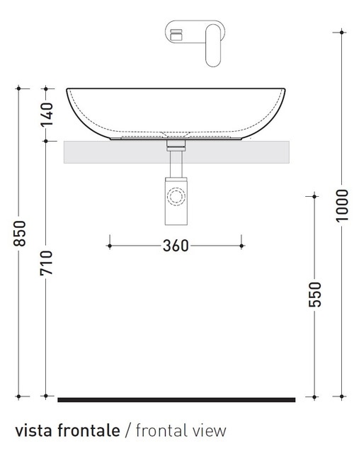 Immagine di Flaminia NUDASLIM lavabo L.60 cm da appoggio, senza troppopieno, colore bianco finitura lucido ND60A