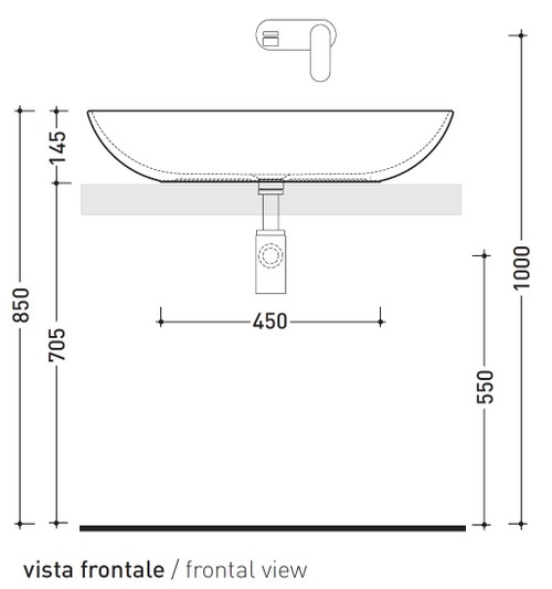 Immagine di Flaminia NUDASLIM lavabo 75 cm da appoggio, senza troppopieno, colore carbone finitura opaco ND75ACAR