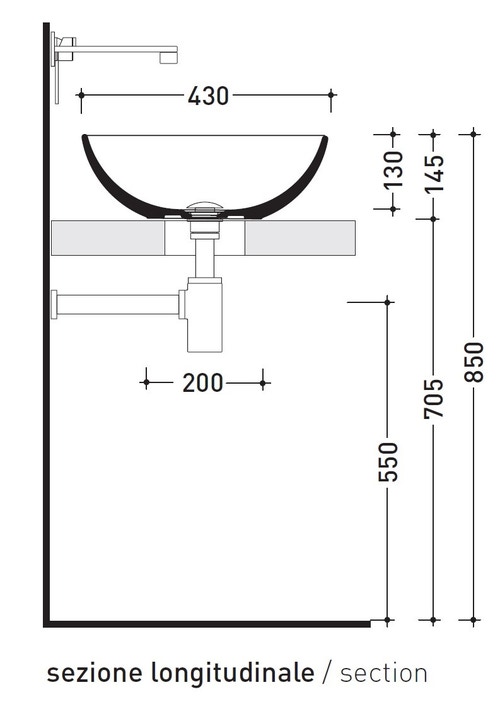 Immagine di Flaminia NUDASLIM lavabo 75 cm da appoggio, senza troppopieno, colore carbone finitura opaco ND75ACAR