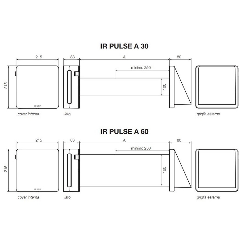 Immagine di Irsap IR-PULSE a 60, recuperatore puntiforme, diametro condotto 160 mm, in ABS, bianco VMIREP060TC0001