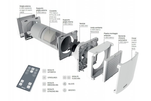 Immagine di Irsap IR-PULSE a 60, recuperatore puntiforme, diametro condotto 160 mm, in ABS, bianco VMIREP060TC0001