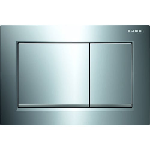 Immagine di Geberit OMEGA30 placca di comando per risciacquo a due quantità, placca e tasti finitura cromo, profili design finitura cromo satinato 115.080.KH.1