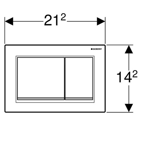 Immagine di Geberit OMEGA30 placca di comando per risciacquo a due quantità, placca colore bianco, tasti e profili design finitura cromo satinato 115.080.KL.1