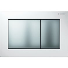 Immagine di Geberit OMEGA30 placca di comando per risciacquo a due quantità, placca colore bianco, tasti e profili design finitura cromo satinato 115.080.KL.1