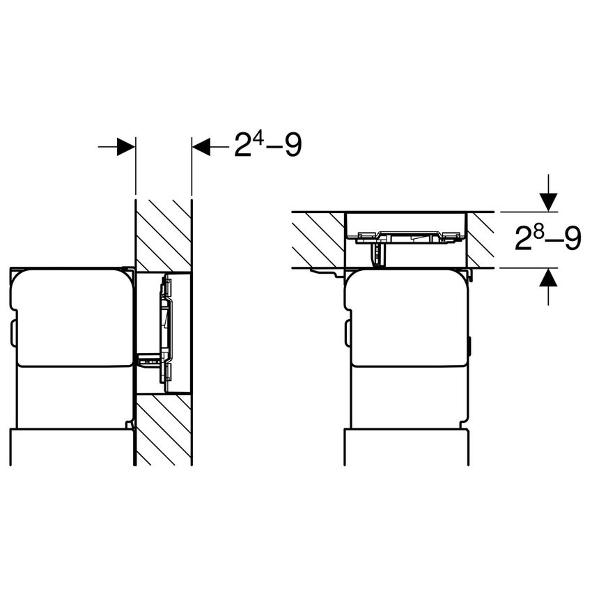 Immagine di Geberit OMEGA60 placca di comando a filo parete per risciacquo a due quantità, tasti colore bianco, profili design finitura a specchio, telaio finitura cromo lucido 115.081.SI.1