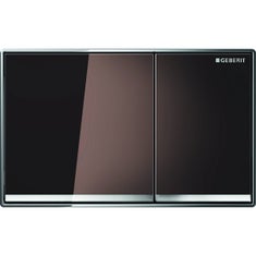 Immagine di Geberit OMEGA60 placca di comando a filo parete per risciacquo a due quantità, tasti colore terra d'ombra, profili design finitura a specchio, telaio finitura cromo lucido 115.081.SQ.1