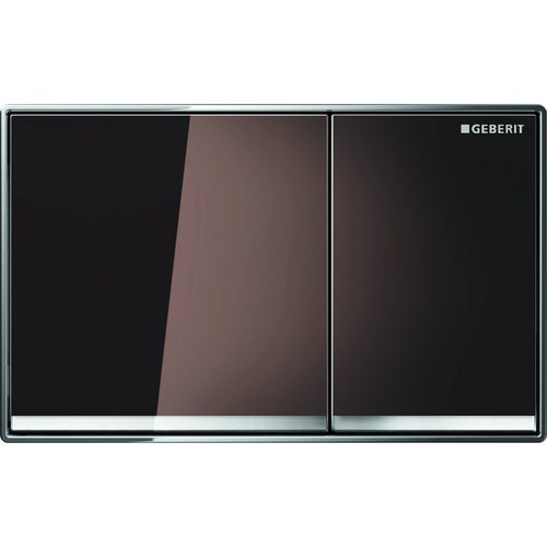 Immagine di Geberit OMEGA60 placca di comando a filo parete per risciacquo a due quantità, tasti colore terra d'ombra, profili design finitura a specchio, telaio finitura cromo lucido 115.081.SQ.1