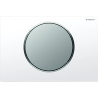 Immagine di Geberit SIGMA10 placca di comando per risciacquo con possibilità d'interruzione, placca colore bianco, anello design e tasto finitura cromato lucido 115.758.KL.5
