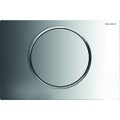 Immagine di Geberit SIGMA10 placca di comando per risciacquo con possibilità d'interruzione, placca e tasto finitura cromo, anello design finitura cromo satinato 115.758.KH.5