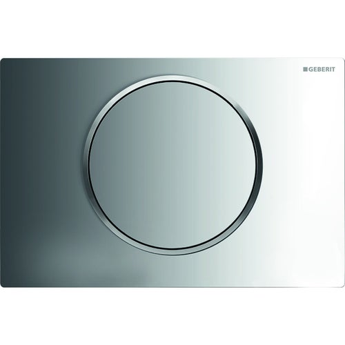 Immagine di Geberit SIGMA10 placca di comando per risciacquo con possibilità d'interruzione, placca e tasto finitura cromo, anello design finitura cromo satinato 115.758.KH.5
