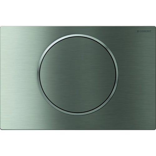 Immagine di Geberit SIGMA10 placca di comando per risciacquo con possibilità d'interruzione, placca e tasto finitura acciaio inox spazzolato, anello design finitura lucido 115.758.SN.5