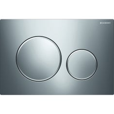 Immagine di Geberit SIGMA20 placca di comando per risciacquo a due quantità, placca e tasti finitura cromo, anelli design finitura cromo satinato 115.882.KH.1