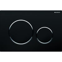 Immagine di Geberit SIGMA20 placca di comando per risciacquo a due quantità, placca e tasti colore nero, anelli design finitura cromo 115.882.KM.1
