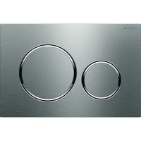 Immagine di Geberit SIGMA20 placca di comando per risciacquo a due quantità, placca e tasti finitura acciaio inox spazzolato, anelli design finitura lucido 115.882.SN.1