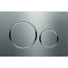 Immagine di Geberit SIGMA20 placca di comando per risciacquo a due quantità, placca e tasti finitura acciaio inox spazzolato, anelli design finitura lucido 115.882.SN.1
