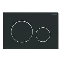 Immagine di Geberit SIGMA20 placca di comando per risciacquo a due quantità, placca e tasti colore nero finitura opaco, anelli design finitura cromo 115.882.14.1