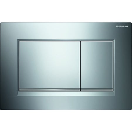 Immagine di Geberit SIGMA20 placca di comando per risciacquo a due quantità, placca e tasti finitura cromo, profili design finitura cromo satinato  115.883.KH.1