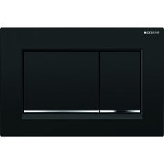 Immagine di Geberit SIGMA30 placca di comando per risciacquo a due quantità, placca e tasti colore nero, profili design e telaio finitura cromo 115.883.KM.1