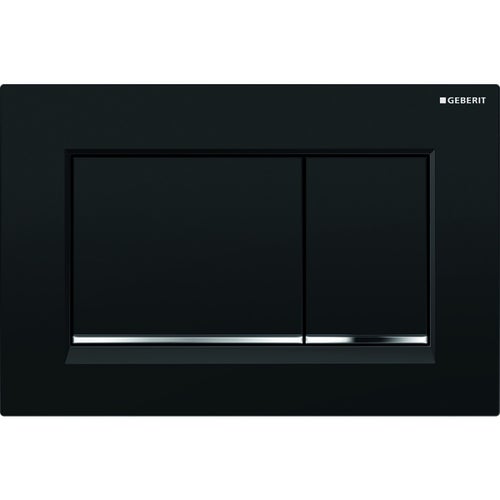 Immagine di Geberit SIGMA20 placca di comando per risciacquo a due quantità, placca e tasti colore nero, profili design e telaio finitura cromo 115.883.KM.1