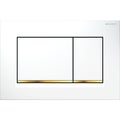 Immagine di Geberit SIGMA20 placca di comando per risciacquo a due quantità, placca e tasti colore bianco, profili design finitura dorato 115.883.KK.1