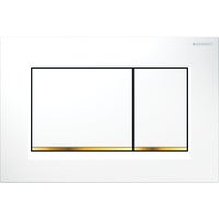 Immagine di Geberit SIGMA20 placca di comando per risciacquo a due quantità, placca e tasti colore bianco, profili design finitura dorato 115.883.KK.1
