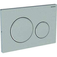 Immagine di Geberit SIGMA20 placca di comando per risciacquo a due quantità, avvitabile, placca e tasti finitura acciaio inox spazzolato, anelli design finitura lucido 115.889.SN.1