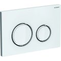 Immagine di Geberit SIGMA50 placca di comando per risciacquo a due quantità, piastra base e anelli di design finitura cromo, placca di copertura e tasti colore bianco 115.884.SI.1