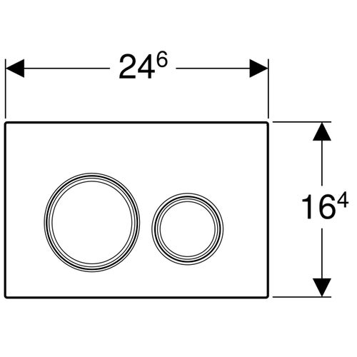 Immagine di Geberit SIGMA50 placca di comando per risciacquo a due quantità, piastra base e anelli di design finitura cromo, placca di copertura e tasti personalizzabili 115.884.00.1