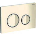 Immagine di Geberit SIGMA50 placca di comando per risciacquo a due quantità, piastra base e anelli di design finitura cromo, placca di copertura e tasti colore sabbia 115.884.TG.1