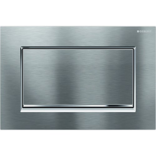 Immagine di Geberit SIGMA10 placca di comando per risciacquo con possibilità d'interruzione, avvitabile, placca e tasto finitura cromo spazzolato, profili design e telaio finitura cromo 115.893.KX.1