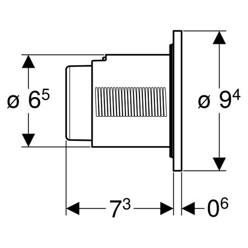 Immagine di Geberit comando a distanza tipo 01 pneumatico, per risciacquo ad una quantità, pulsante da incasso, finitura cromo satinato 116.040.JQ.1