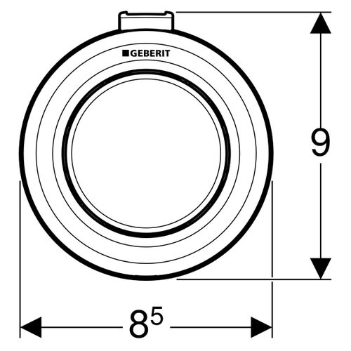 Immagine di Geberit comando a distanza tipo 01 pneumatico, per risciacquo ad una quantità, per cassetta di risciacquo da incasso sigma 8 cm, pulsante esterno, colore bianco 116.047.11.1