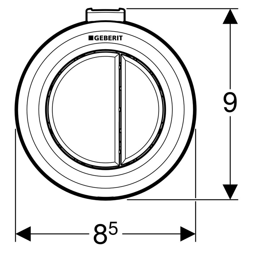 Immagine di Geberit comando a distanza tipo 01 pneumatico, per risciacquo a due quantità, per cassetta di risciacquo da incasso sigma 8 cm, pulsante esterno, colore bianco 116.049.11.1