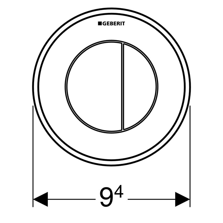 Immagine di Geberit comando a distanza tipo 10, pneumatico, per risciacquo a due quantità, pulsante da incasso finitura nero/cromo lucido 116.055.KM.1
