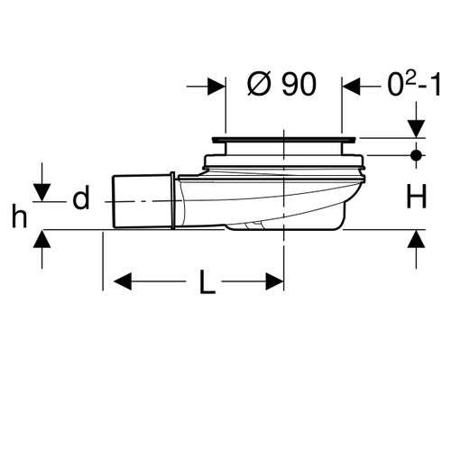Immagine di Geberit sifone doccia d90, con tappo per piletta, altezza della chiusura idraulica 30 mm, scarico in PE finitura cromo (per ristrutturazione) 150.583.21.1