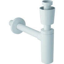 Geberit 152.860.11.1 sifone curvo per lavabo, chiudibile, con valvola di  ritegno, scarico orizzontale colore bianco