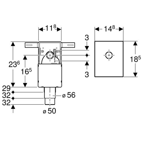 Immagine di Geberit sifone da incasso per lavabo , con scatola da incasso e accessori di completamento, scarico orizzontale, finitura cromo 151.120.21.1