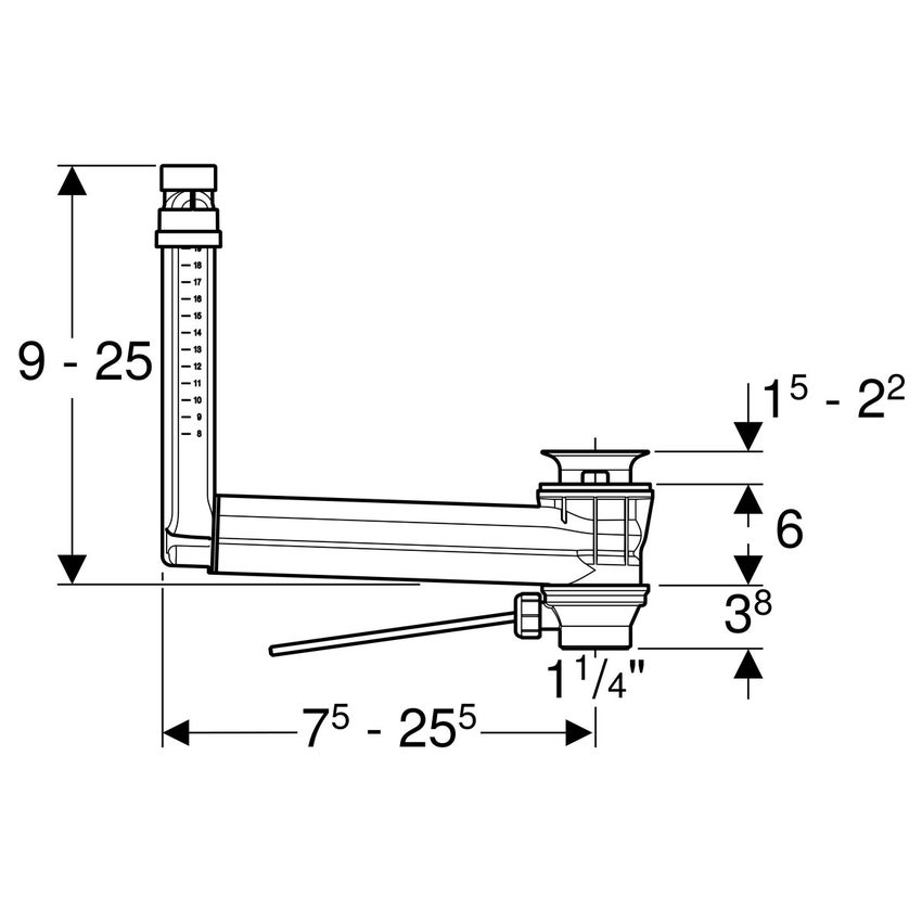 Immagine di Geberit allacciamento per lavabo Clou, con azionamento a leva 152.018.00.1
