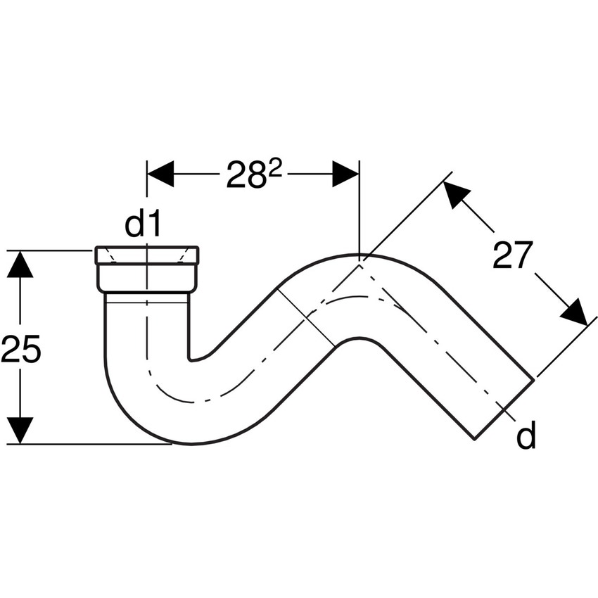 Immagine di Geberit sifone speciale, scarico orizzontale 152.125.16.1