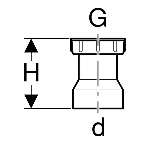 Immagine di Geberit raccordo diritto con dado di raccordo 1 1/2" colore nero 152.180.16.1