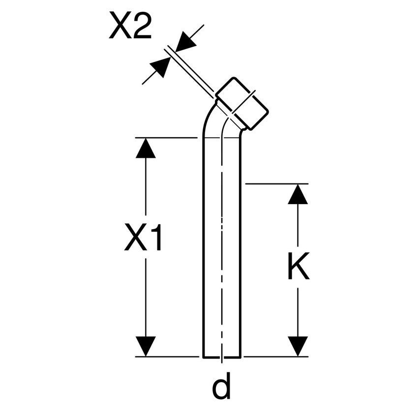 Immagine di Geberit curva tecnica 45° con terminale a premistoppa colore bianco 152.222.11.1