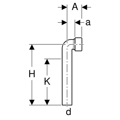 Immagine di Geberit curva tecnica 90°  con terminale a premistoppa 152.223.11.1