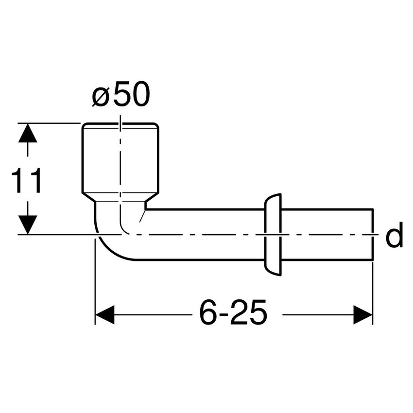 Immagine di Geberit curva tecnica 90° per orinatoio, con rosone da parete colore bianco 152.231.11.1