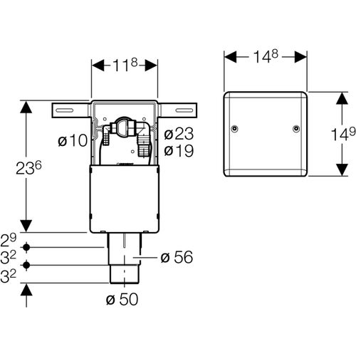 Immagine di Geberit sifone da incasso per apparecchi, con due allacciamenti, scatola da incasso e placca di copertura 152.233.00.1