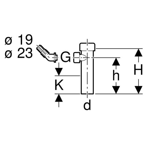 Immagine di Geberit raccordo diritto con terminale a premistoppa e portagomma a gomito colore bianco 152.274.11.1